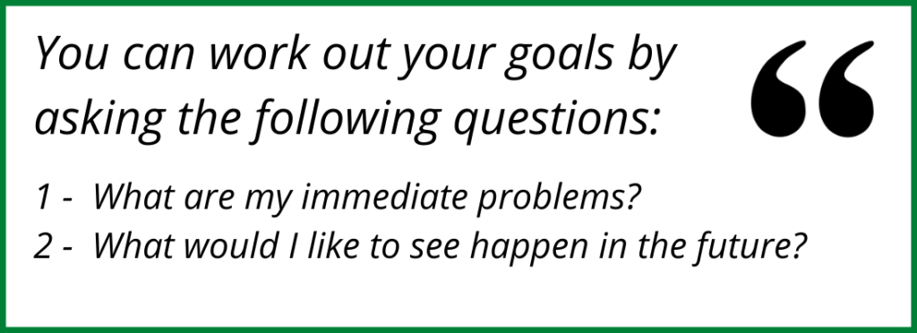 You can work out your marketing goals by asking the following questions:
1 - What are my immediate problems?
2- What would I like to see happen in the future?
